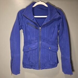 Lululemon It's Happening Jacket Knit Moto, Women's Size 6, Royal Pigment Blue